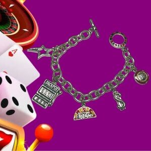 Enameled Casino Gambling Charm Bracelet